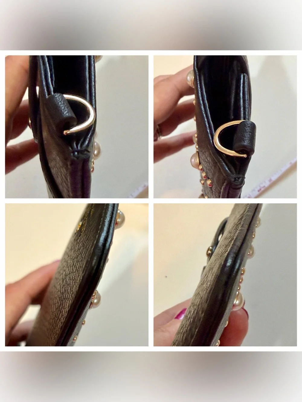 Kate Spade NY Pearl & Black Pebbled Iphone Sleeve Crossbody Bag